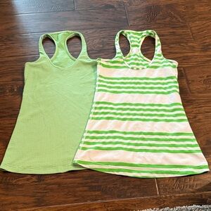 lululemon athletica Lime and White Tank Tops